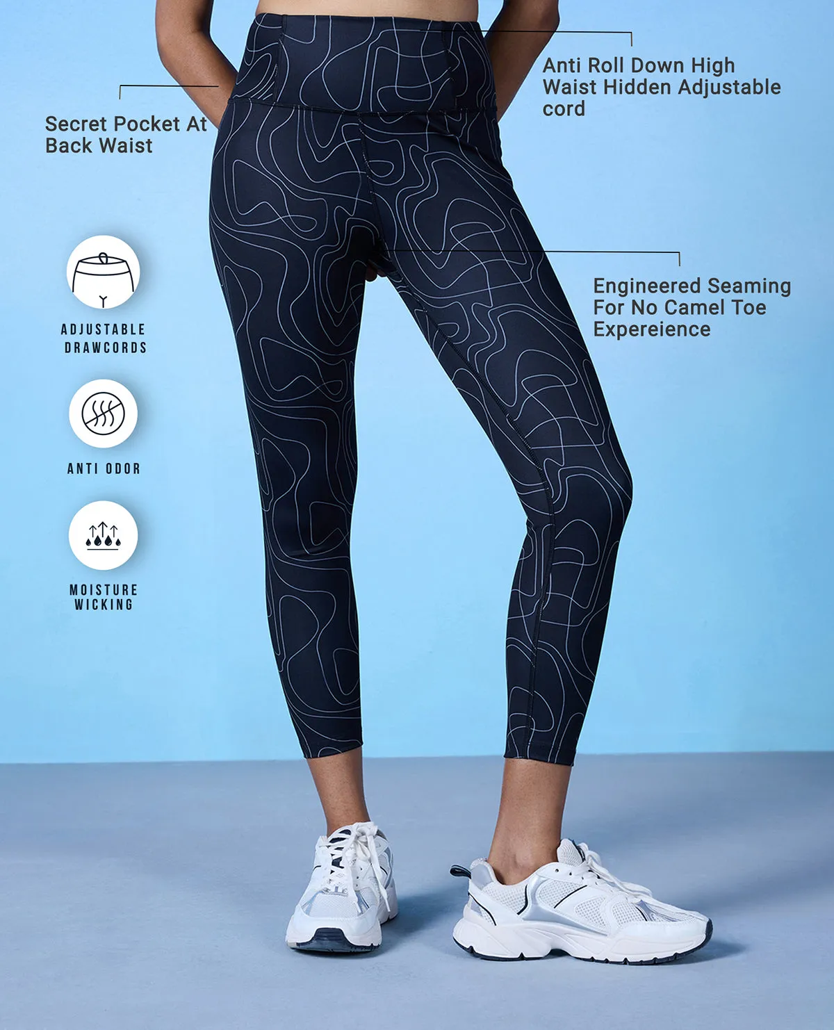 Casual Wearable Nykd by Nykaa High Rise Trendsetter Printed Legging-NYK121-Doodle Black Print