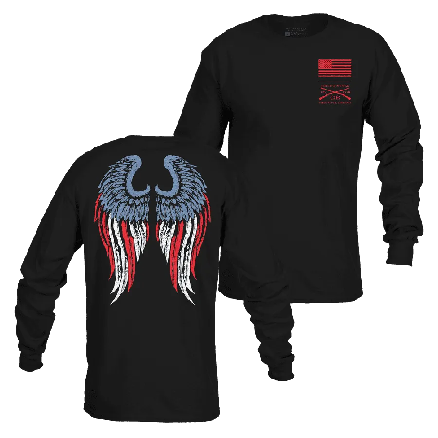 Non Restrictive Fit Vintage Wash Women's Freedom Angel Long Sleeve - Black
