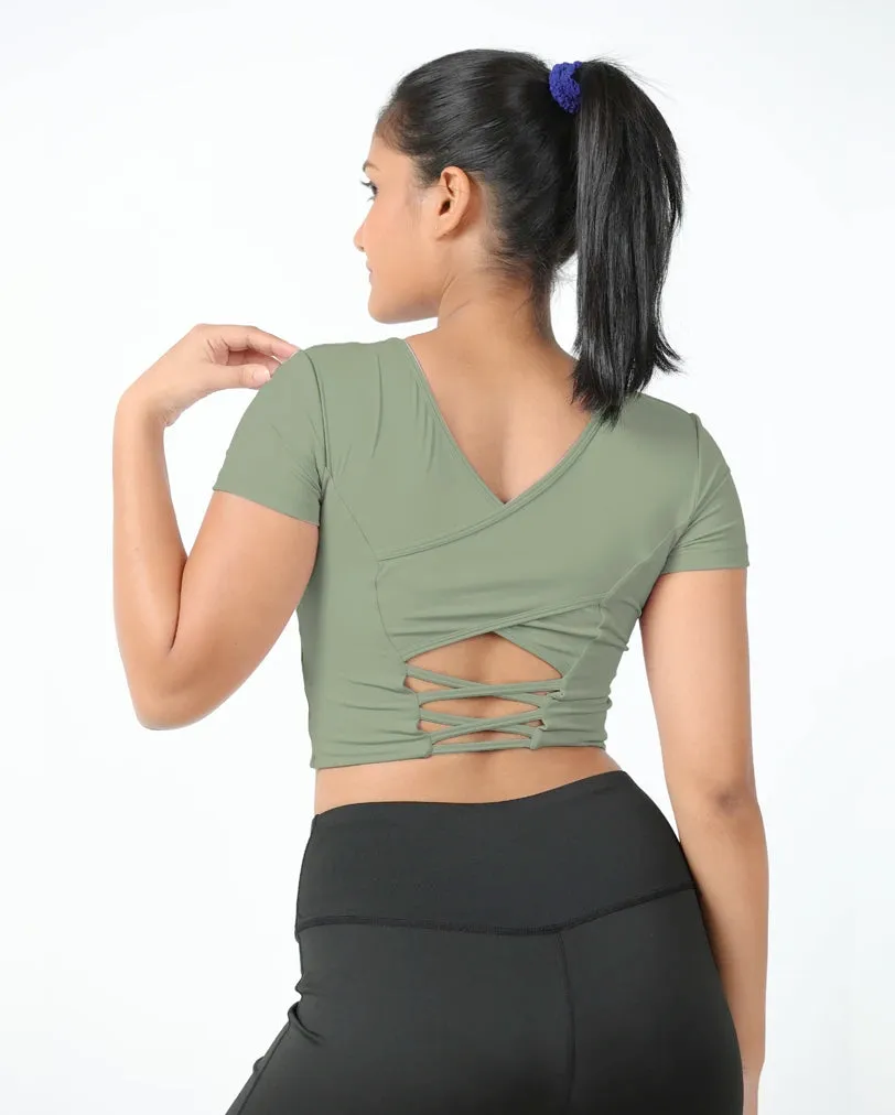 Fade Resistant Dye Trendy Fabric DareGlam Crossover Crop Top - Confidence in Style