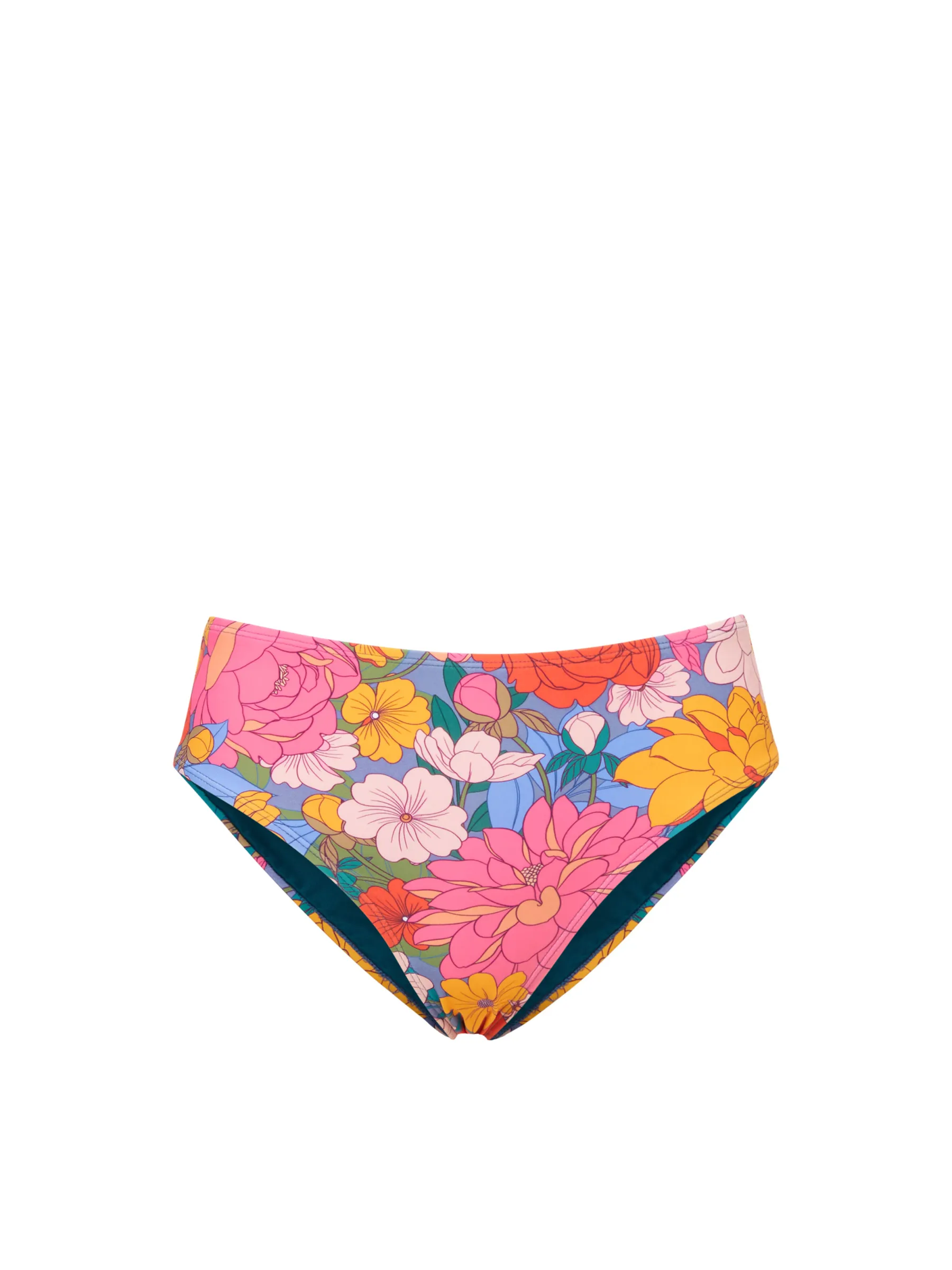 Seamless Edge Binding Racerback Support System Classic Midrise Bottom In Zinnia Fields