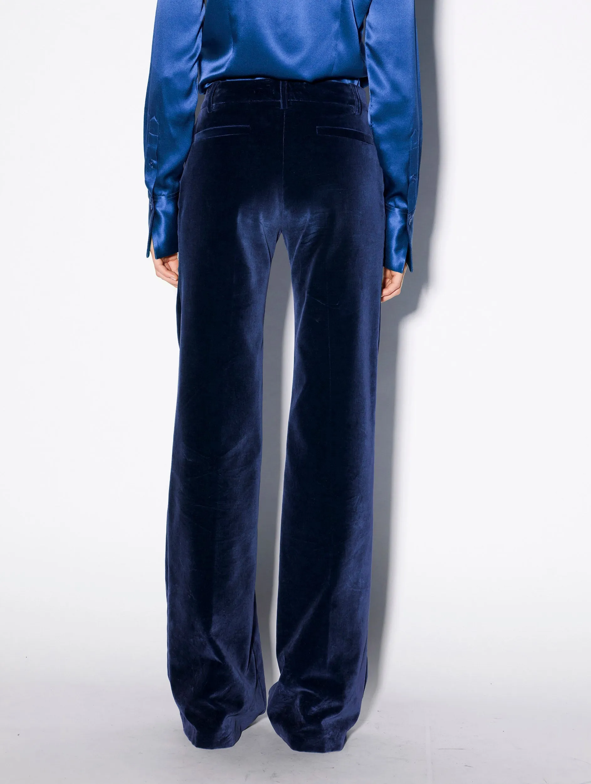 Flared blue velvet trousers Non Restrictive