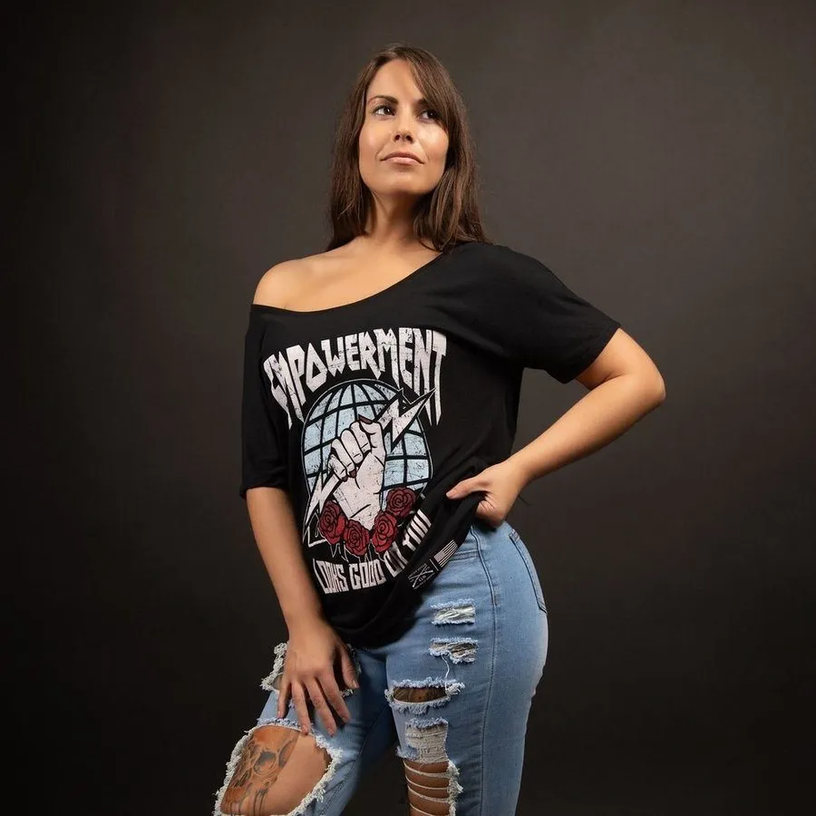 Women's Empowerment Slouchy T-Shirt - Black Quality Fabric Seasonal Wear