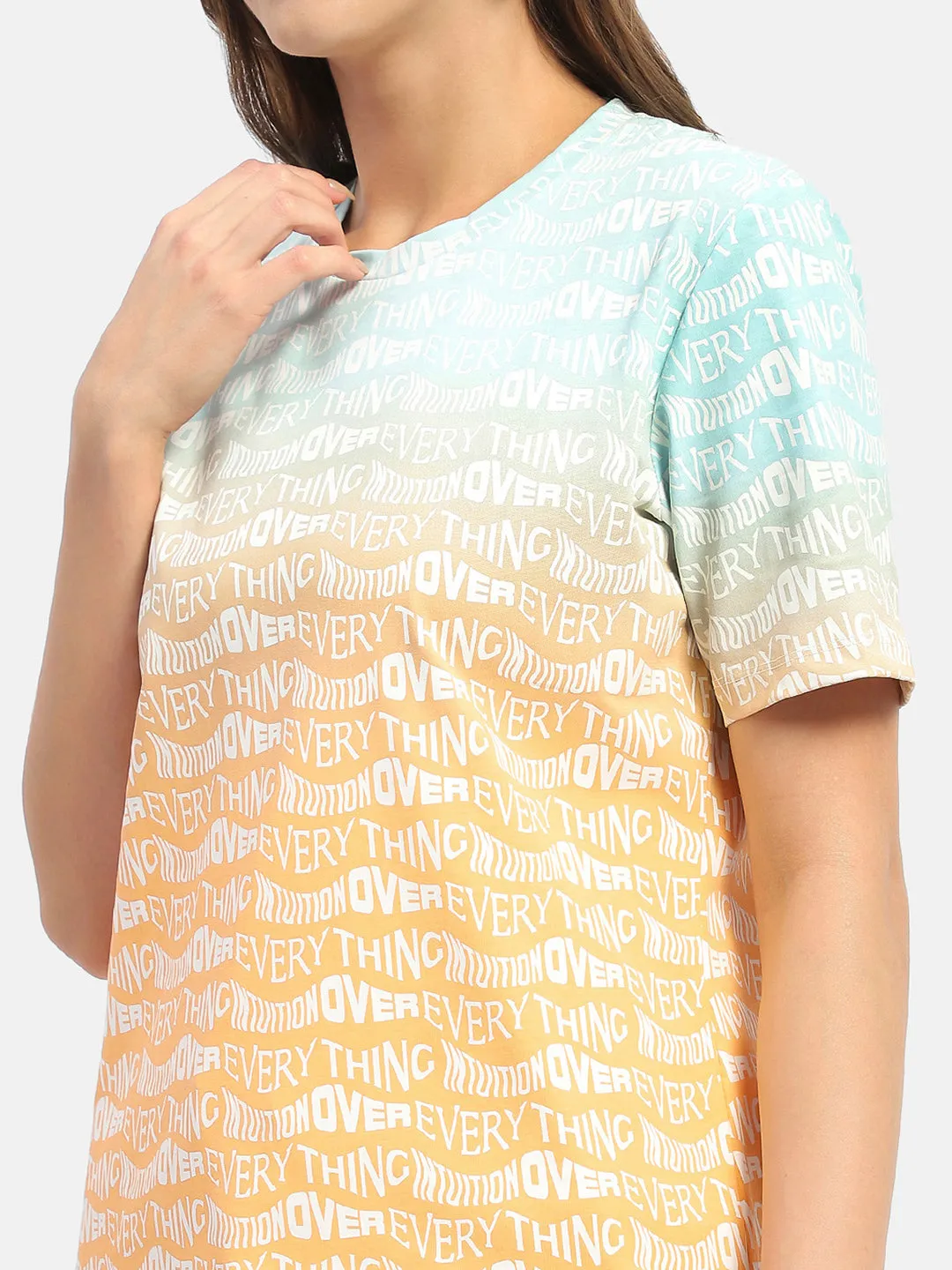 Madame Typography Orange Ombre Effect T-Shirt Relaxed Comfort