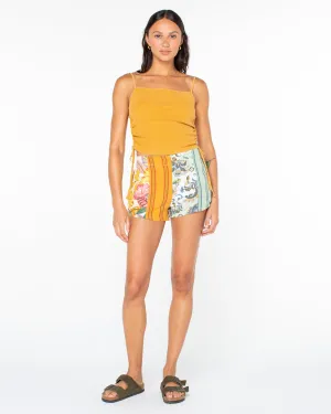 Chromatic Tides Shorts - Egret Multi Print Sangria Tropics Gusseted Crotch Design multiple pockets