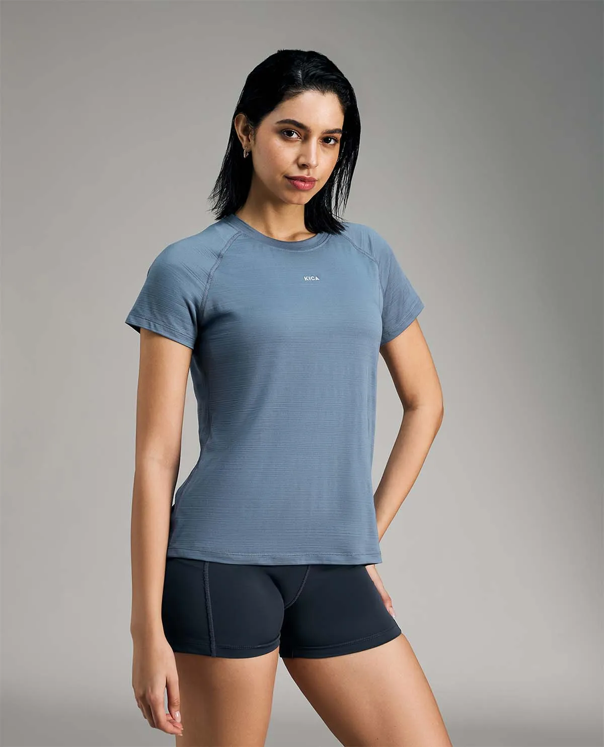 Regular Fit Basic Half Sleeves Top Grey Trendy Piece