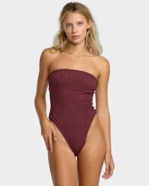 Chevy Grooves One Piece Swimsuit - Redwood Anti Pilling Figure-Flattering