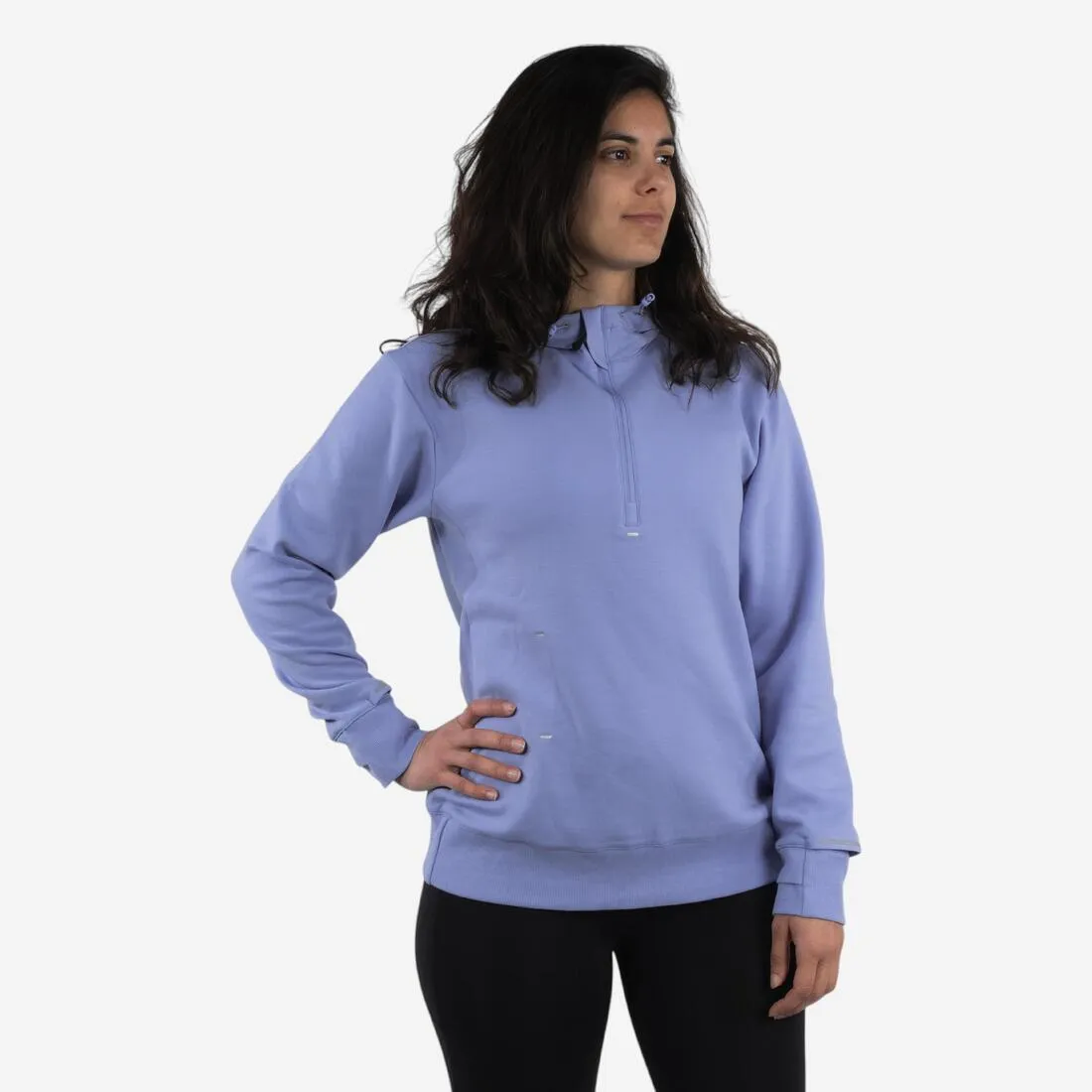 Sudadera con capucha de running Mujer - KIPRUN Run 500 Warm Violeta hortensia Sustainable