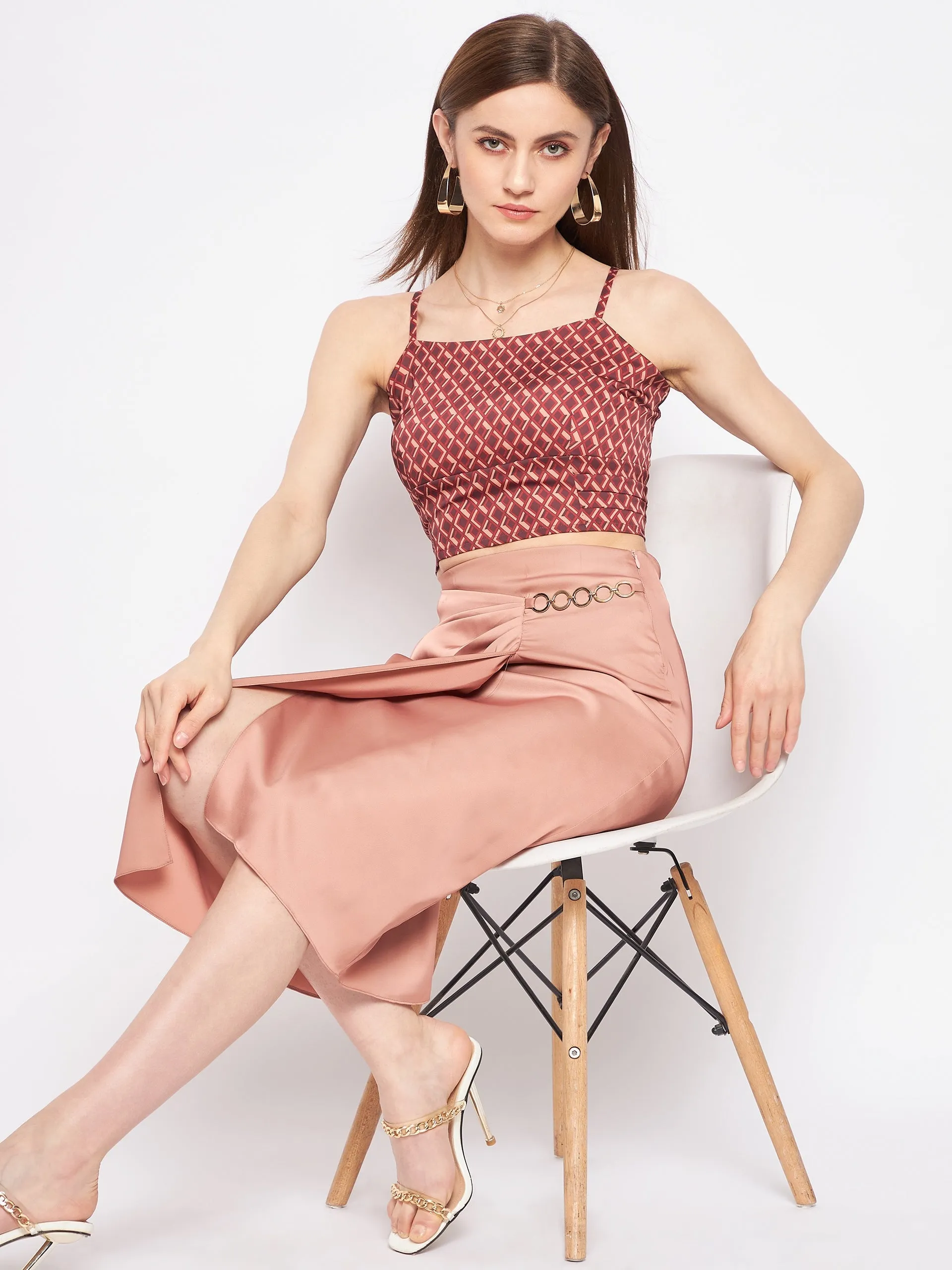 Warm Sweater Madame Women Solid Camel Skirt