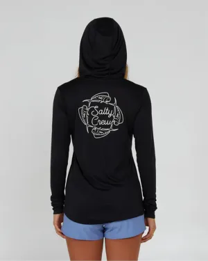 Cozy And Warm goes with leggings Drawn In Circles Hooded Sunshirt - Black