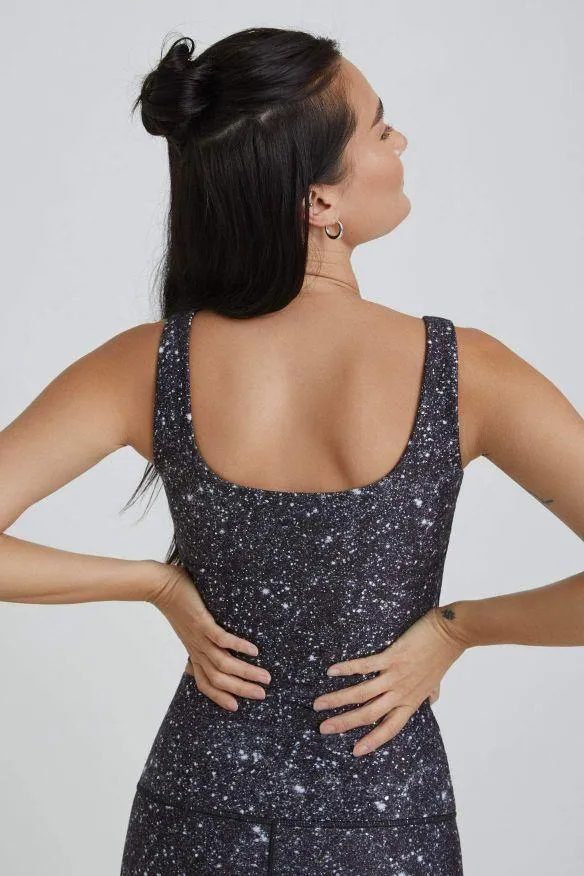 Customized Ventilated Back Panels Wear It To Heart Thalia Cropped Tank - Noir Super Disco Foil