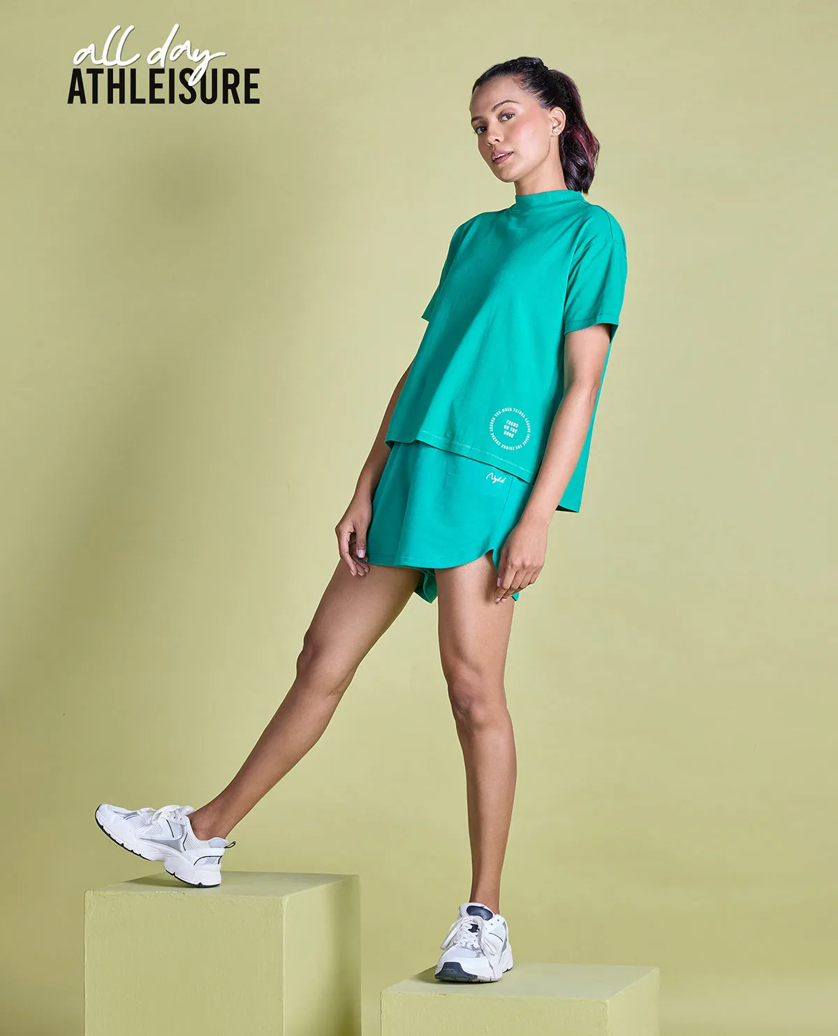 Nykd All Day  Knit Terry Shorts - NYLE503 - Pepper green warm weather