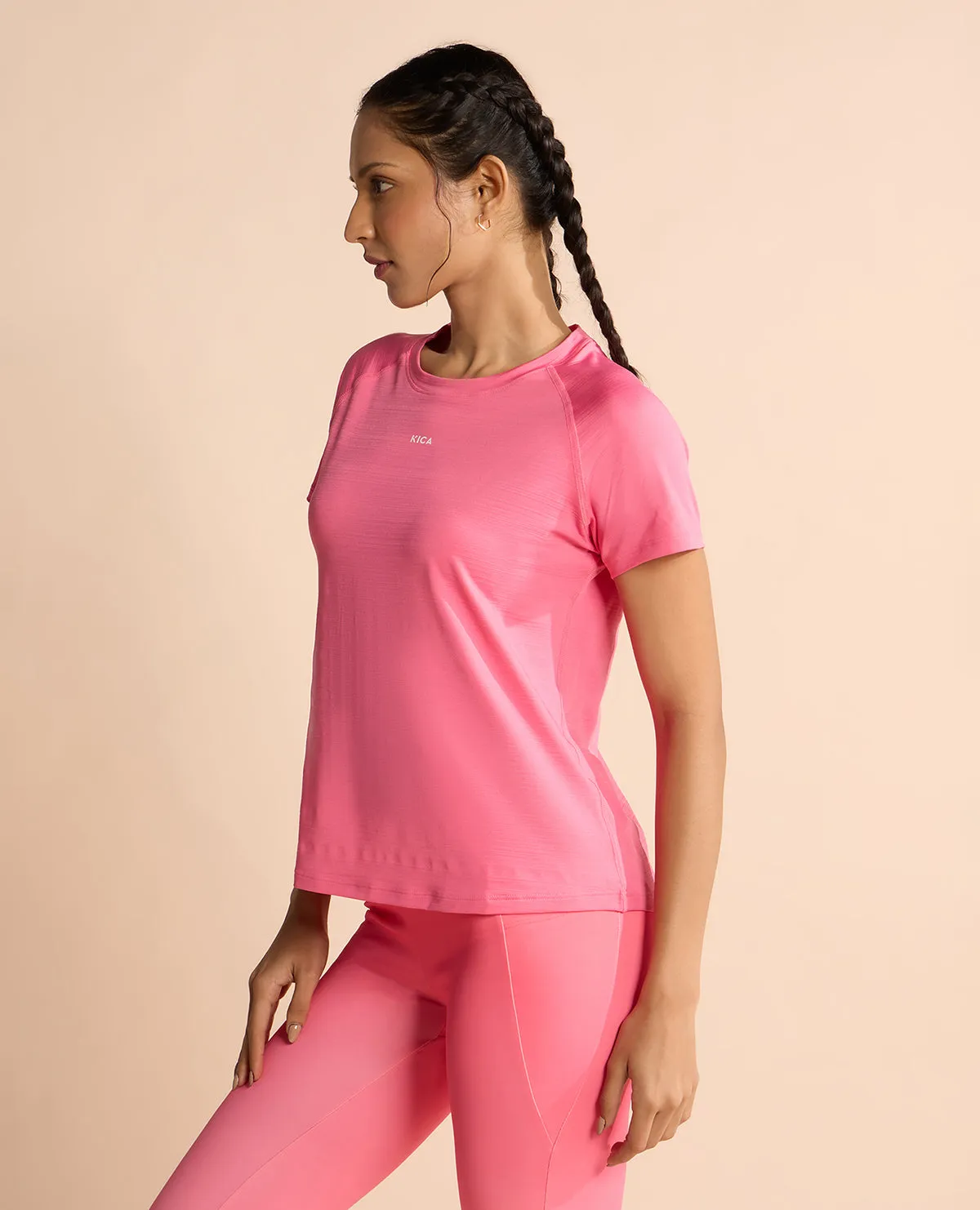 Daily Favorite Distressed Hem Finish Regular Fit Basic Half Sleeves Top Pink
