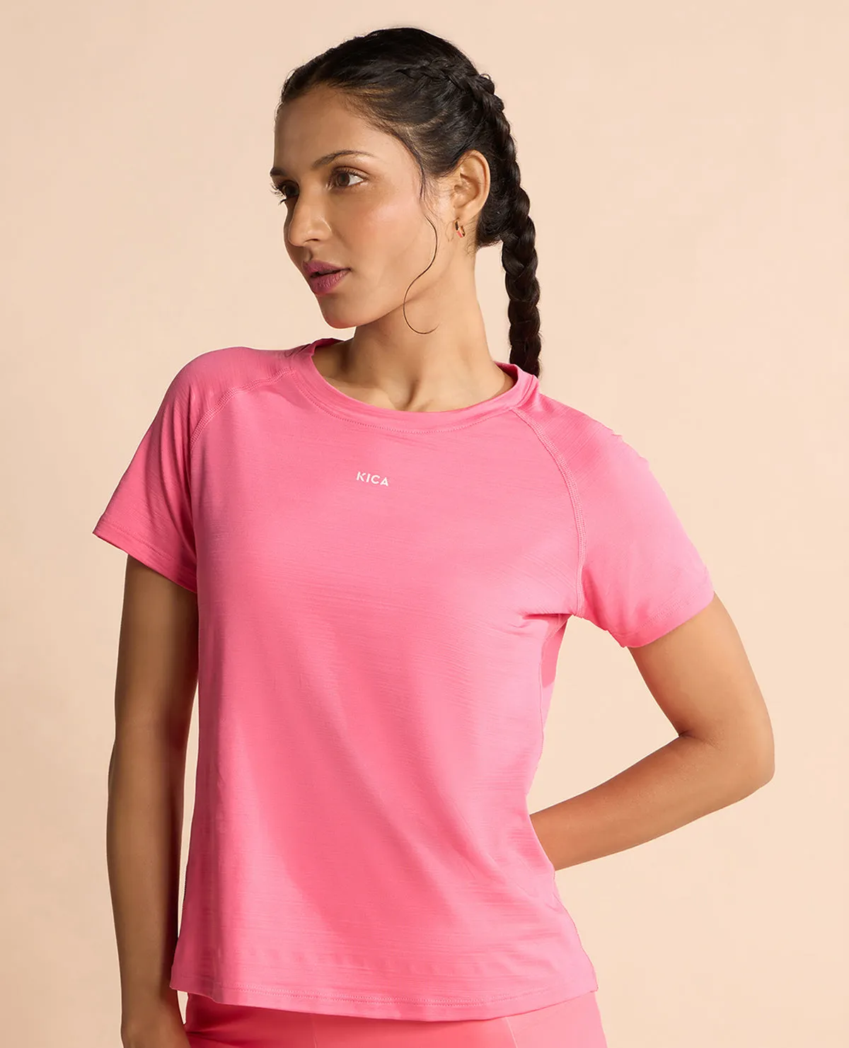 Ethically Sourced Material Relaxed Comfort Look Regular Fit Basic Half Sleeves Top Pink