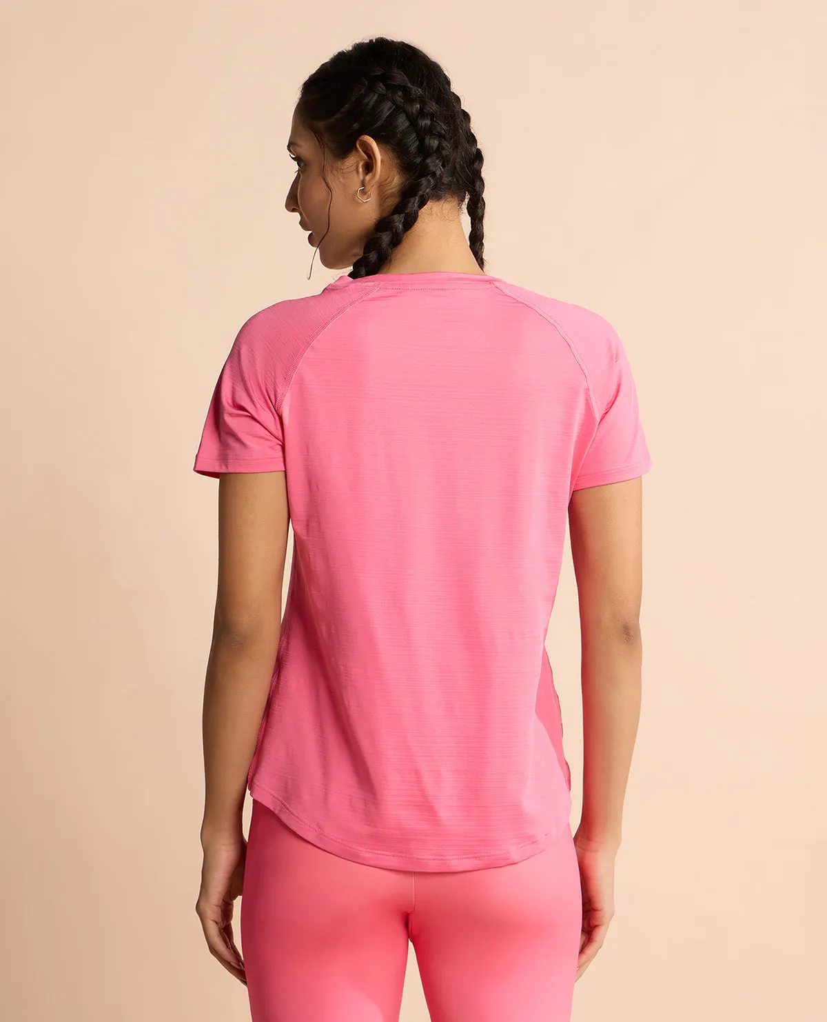 Plus size confidence Effortless Look Regular Fit Basic Half Sleeves Top Pink