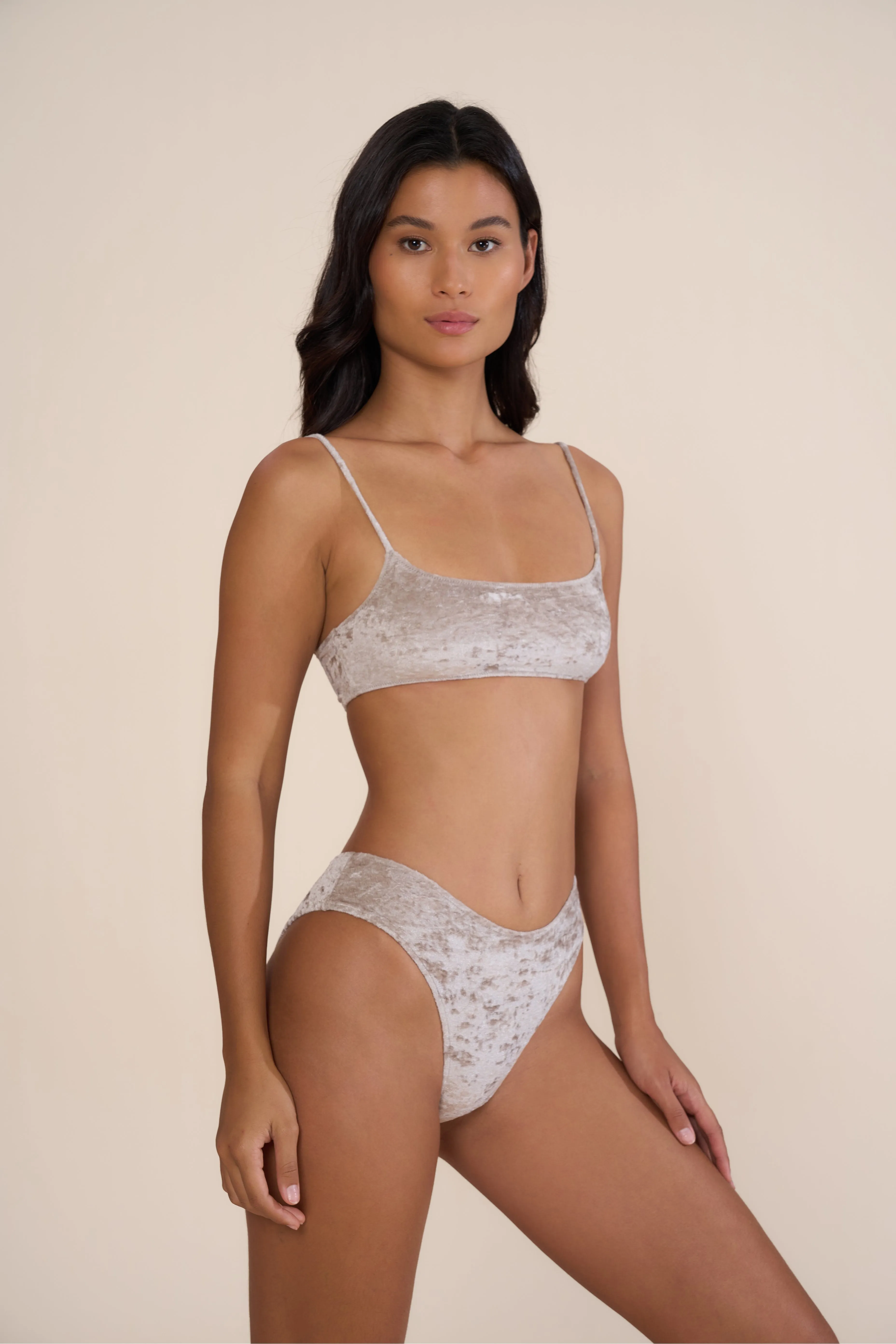 Sonny Bikini Top - Natural Velvet Quick Release Clasps