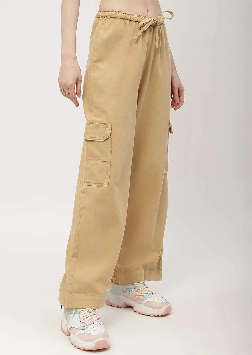 Professional Wear Water Repellent Coating Madame Solid Yellow Cargo Jeans