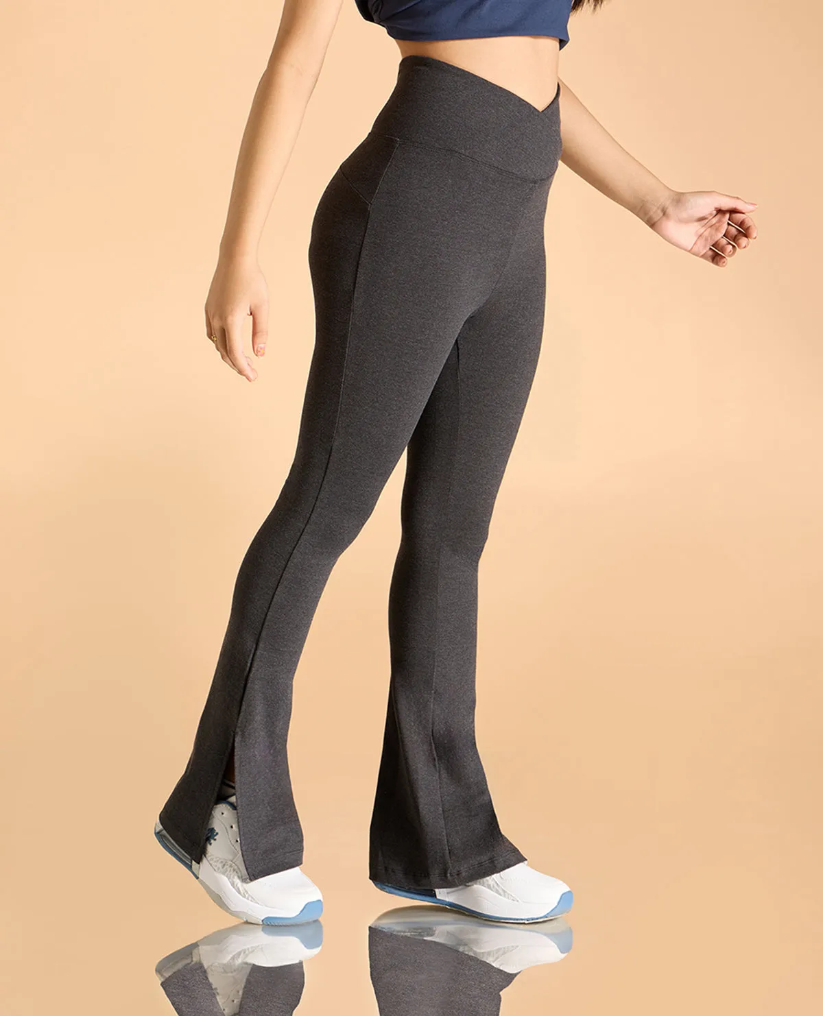 Criss-Cross Cotton Flare Pants Recycled Polyester