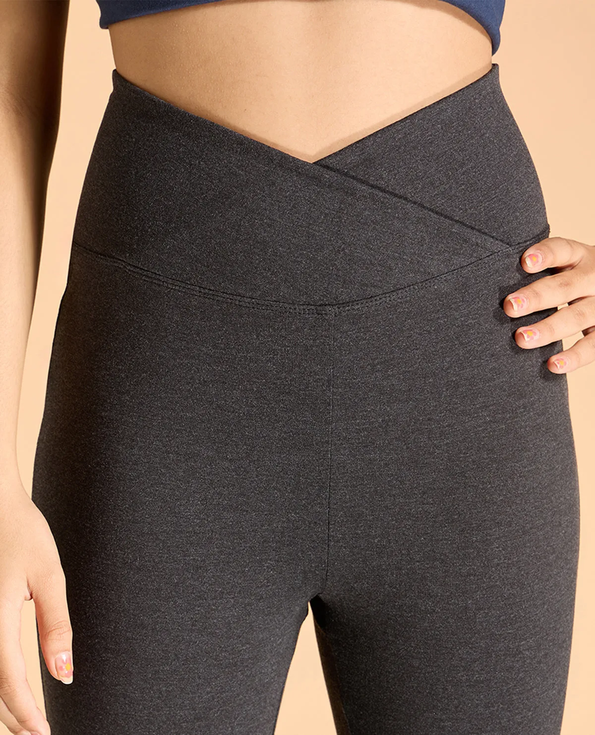 Criss-Cross Cotton Flare Pants Casual Office