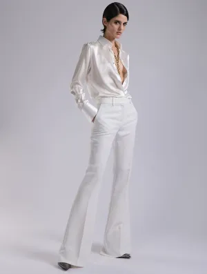 Ivory crepe bootleg trousers SmoothZipClosure
