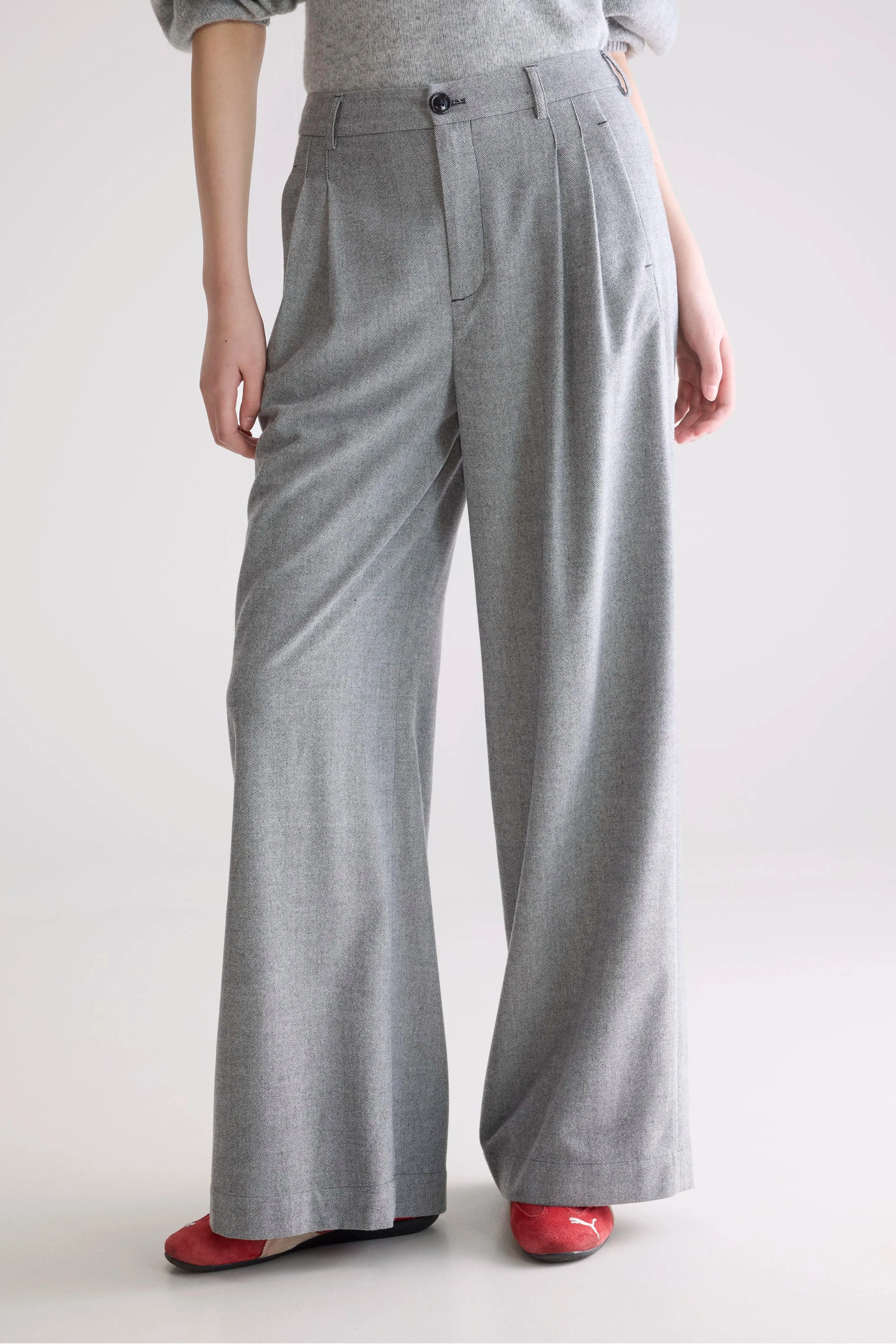 Relaxed Fit Volkert wide tailored trousers (252 / W / MID GREY)