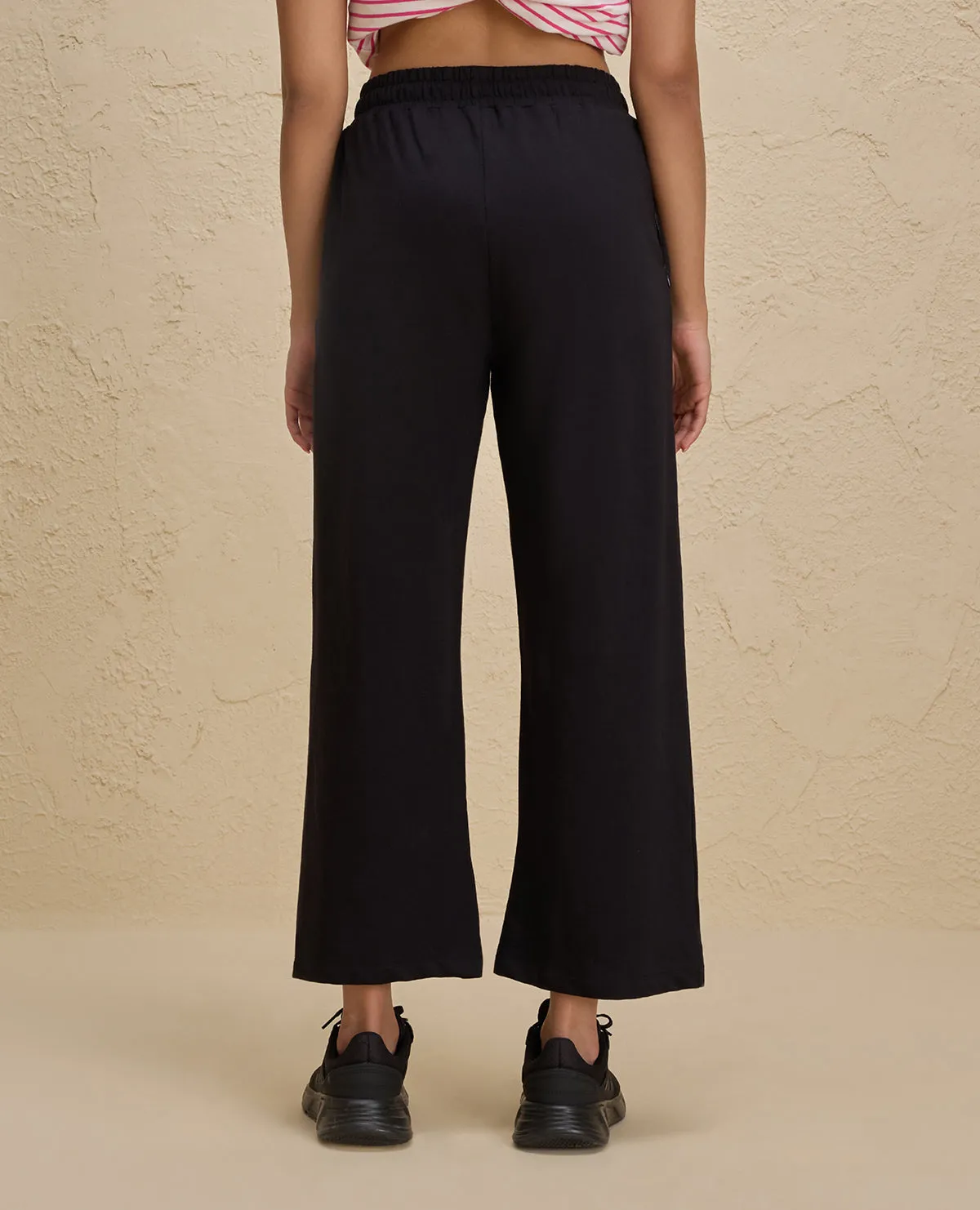 Nykd By Nykaa Summer Essential Comfort Cotton Terry Lounge Pants -NYLE606-Jet Black Anti Bacterial Treatment Casual Fit