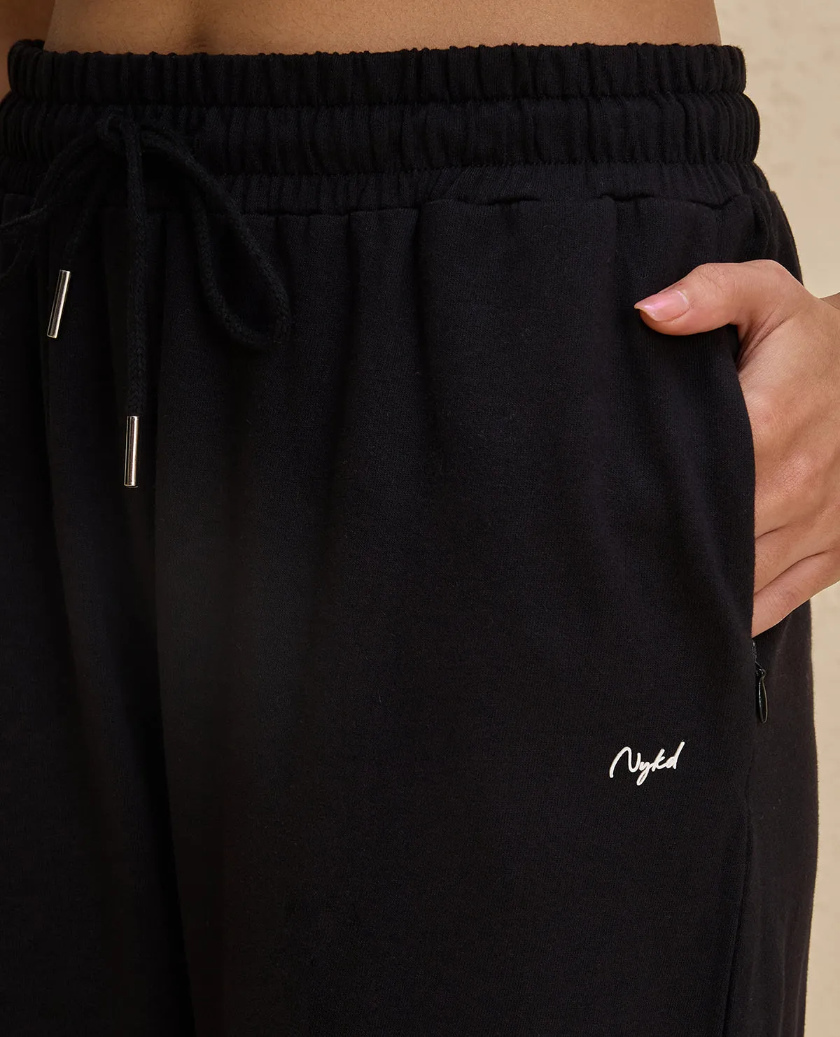 Nykd By Nykaa Summer Essential Comfort Cotton Terry Lounge Pants -NYLE606-Jet Black Breathable Comfort Trendy Appeal