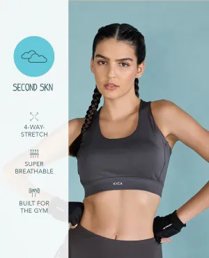 Women Fashionable Strappy Sports Bra with Removable Pads Pilates studio clients High Impact Support