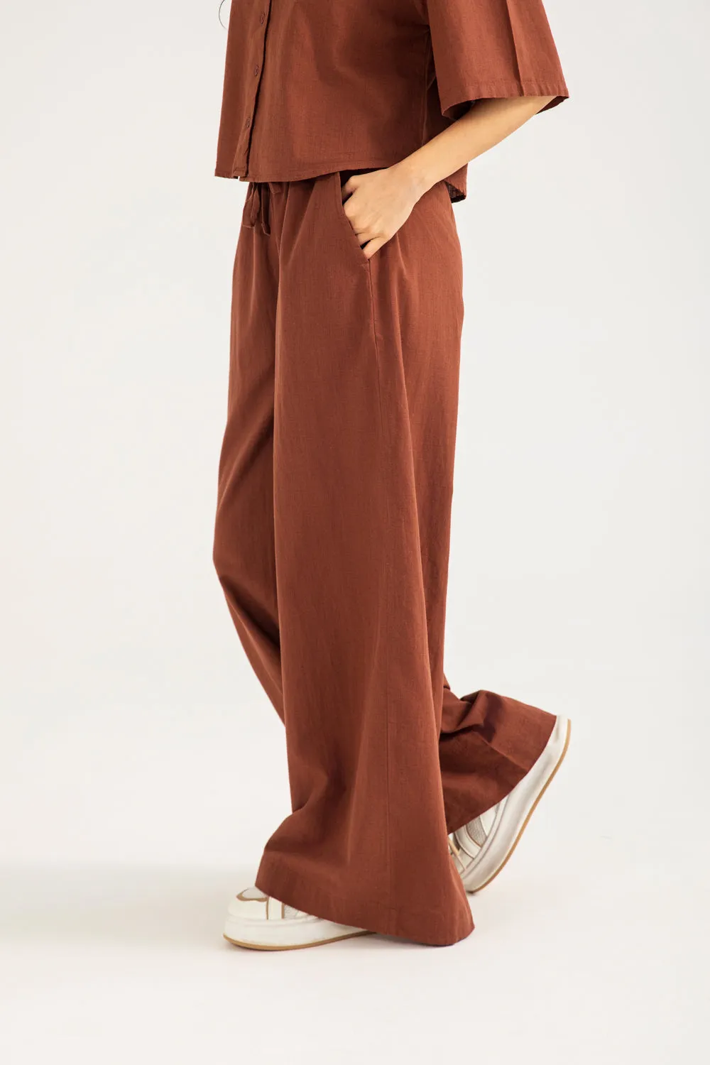 LINEN WIDE LEG TROUSER Comfort waistband Stain Resistant