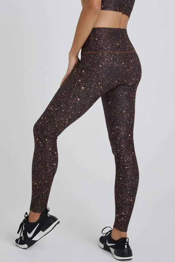 Studio Practice Luxury Choice Wear It To Heart Mocha Super Disco Foil High Waist Legging