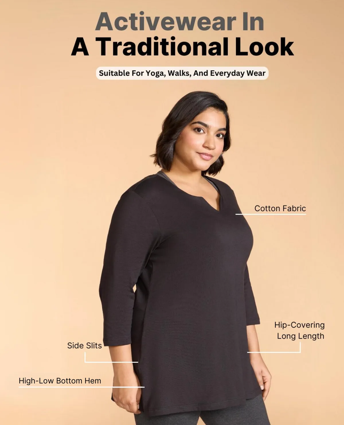 Stretch Fabric Technology Cotton Active Kurta For Women