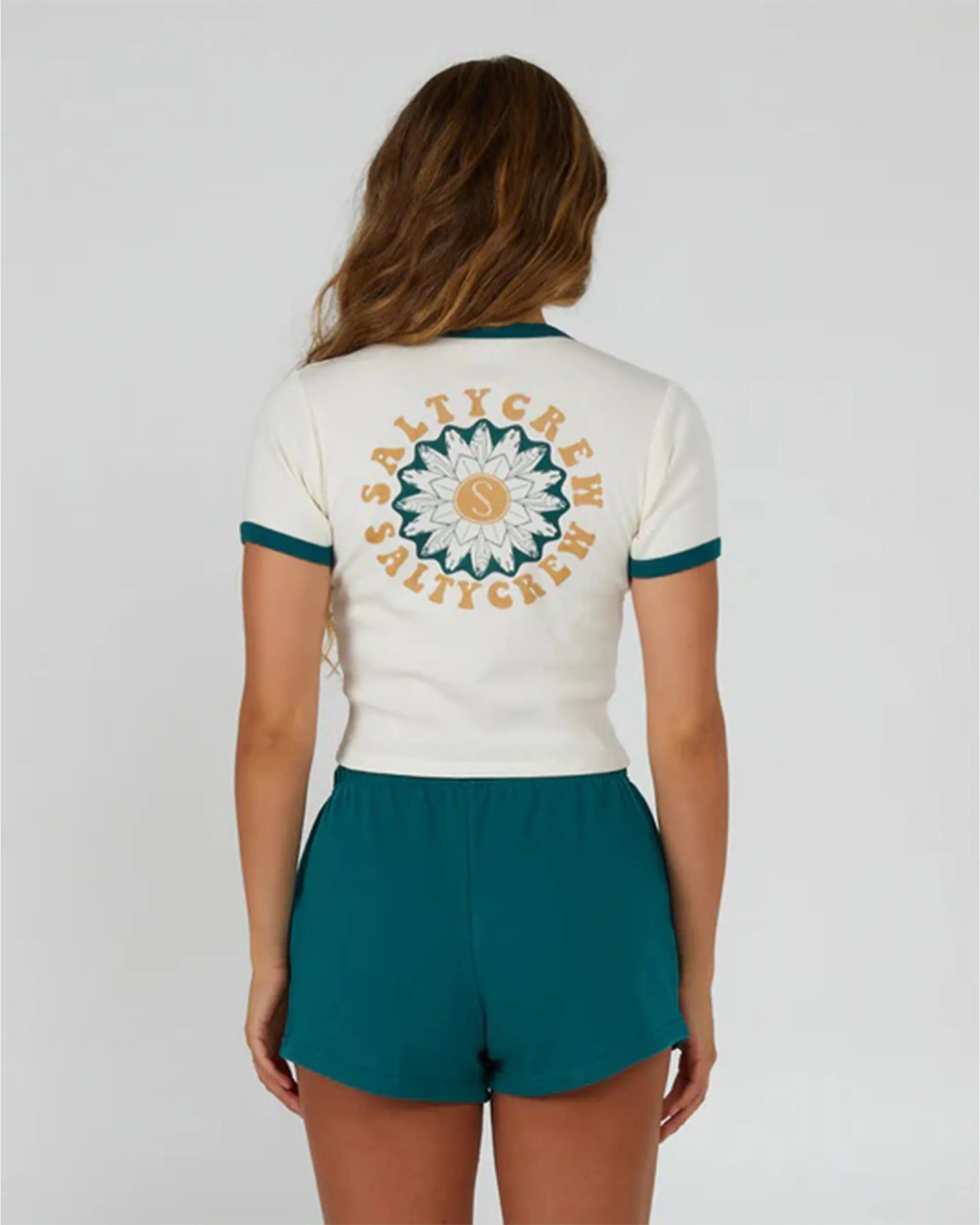 Eco Friendly Production Ultra Soft Finish Flower Power Ringer - Off White/Kelp
