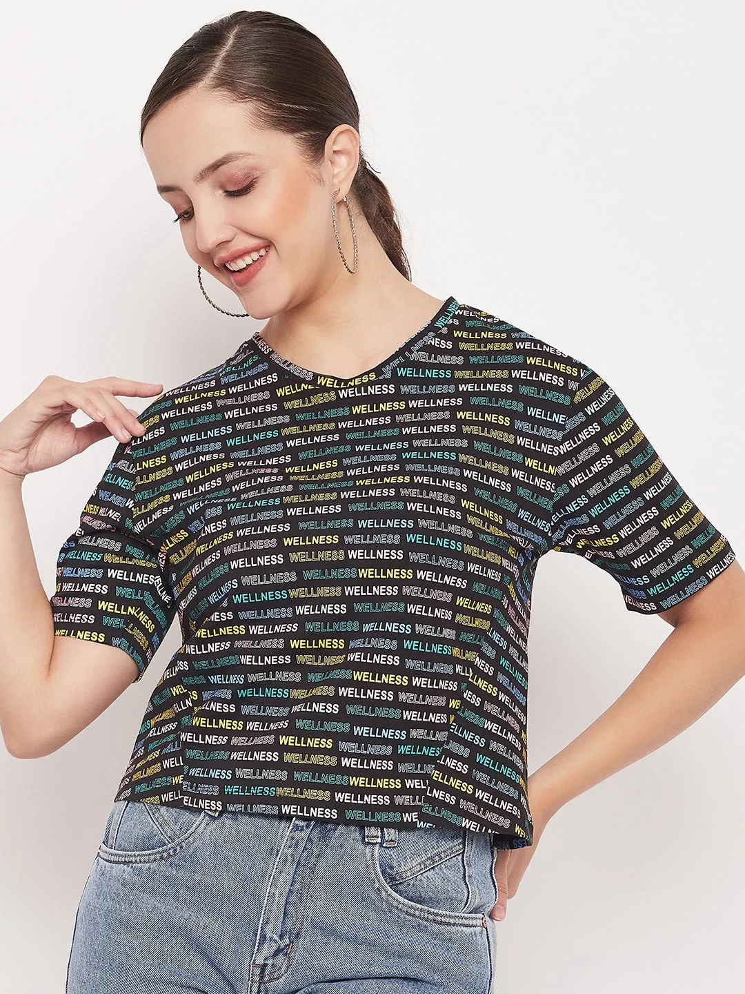 Trendy Vibes Wear Relaxed and Easy Madame Regular Fit Round Neck Printed T-shirt