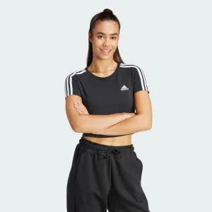 Long sleeved warmth Tight Fit Adidas Women's Essentials 3s Black Baby Tee
