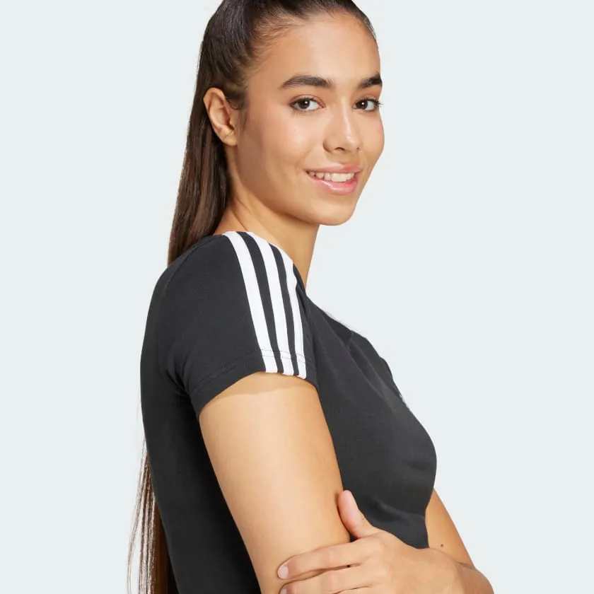 Double Stitched Seams Value for Money Adidas Women's Essentials 3s Black Baby Tee