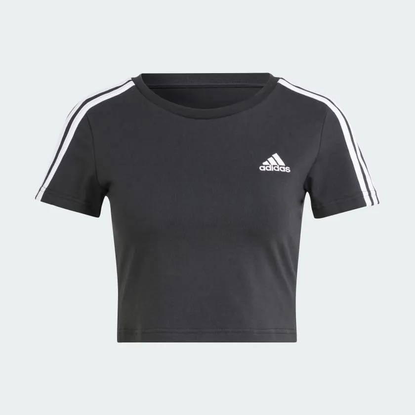 QuickDry Adidas Women's Essentials 3s Black Baby Tee