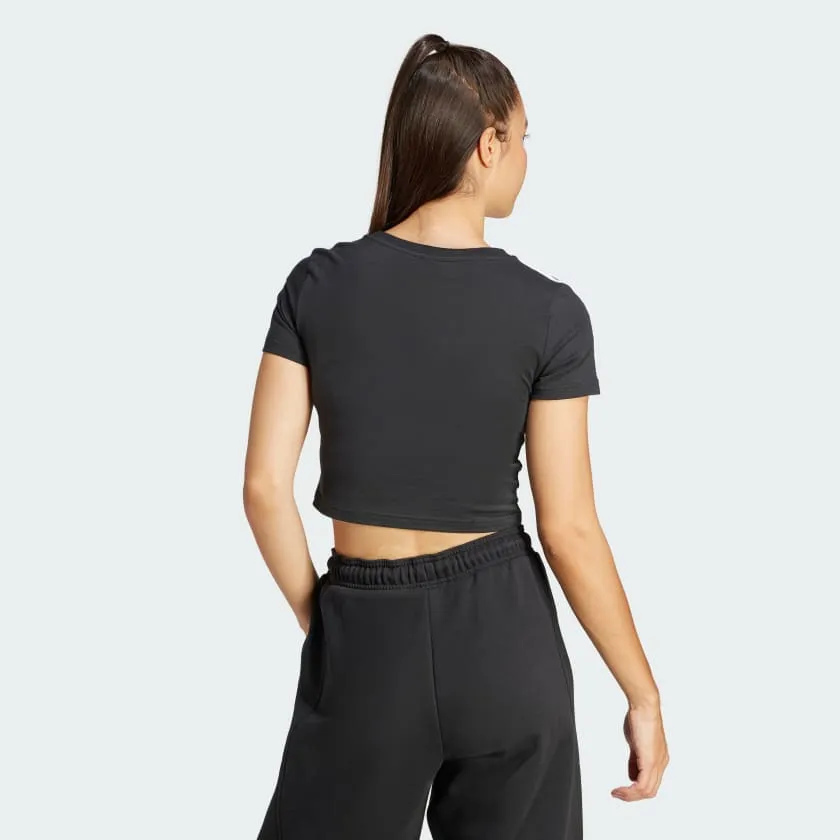 Long Sleeve Adidas Women's Essentials 3s Black Baby Tee