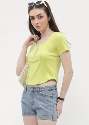 UVProtection Coating Fire Glow Madame Solid Neon Green Corset Style Top
