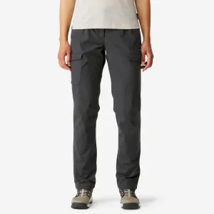 PANTALON CARGO EN COTON DE TREKKING & VOYAGE - TRAVEL 100 - GRIS- FEMME Heat Friendly