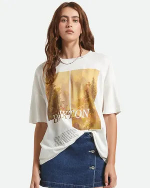 Easy-Going Style Layered Collar Rocky Mountain Oversized Boyfriend T-Shirt - Off White