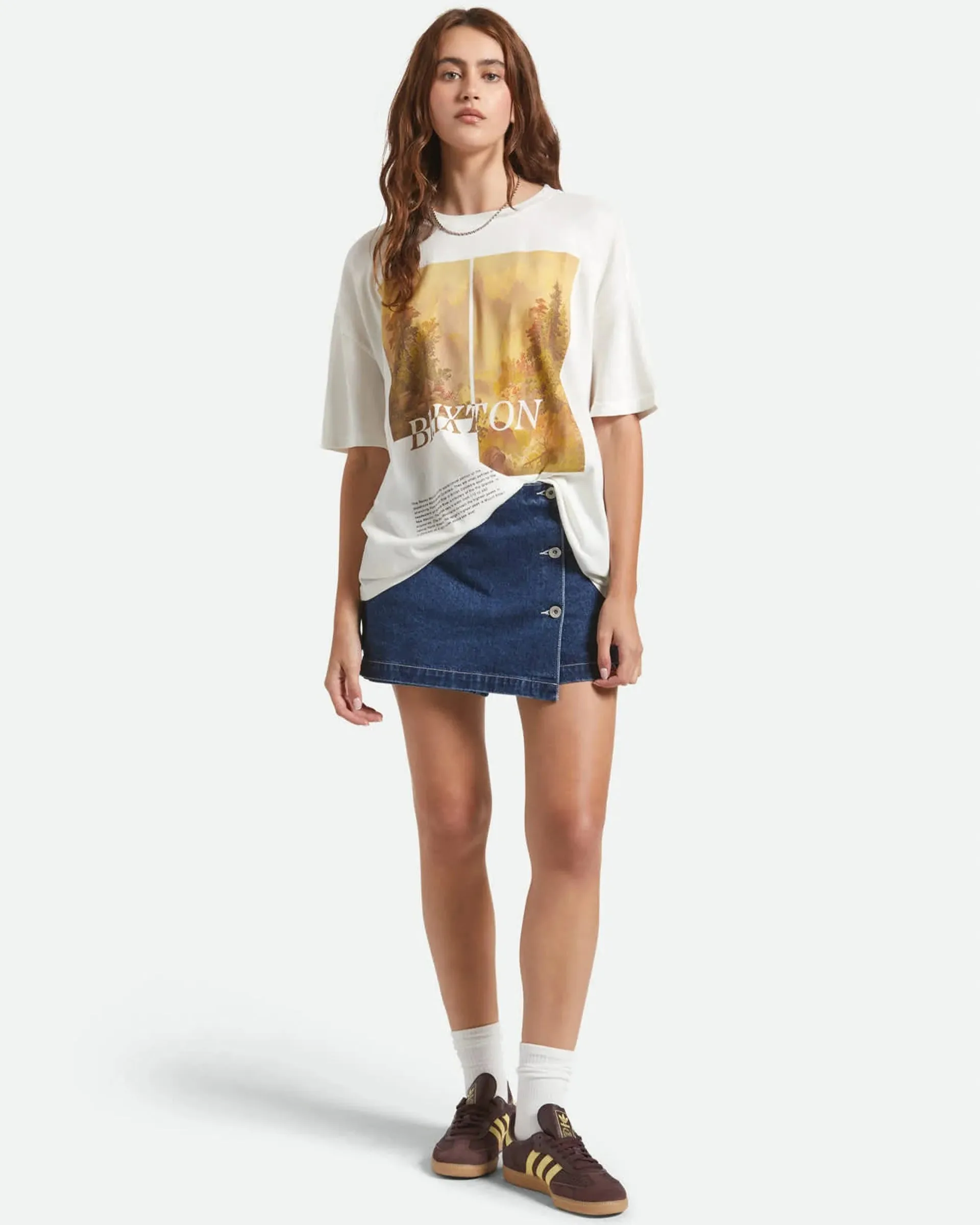 Rocky Mountain Oversized Boyfriend T-Shirt - Off White Soft Texture High Density Fabric