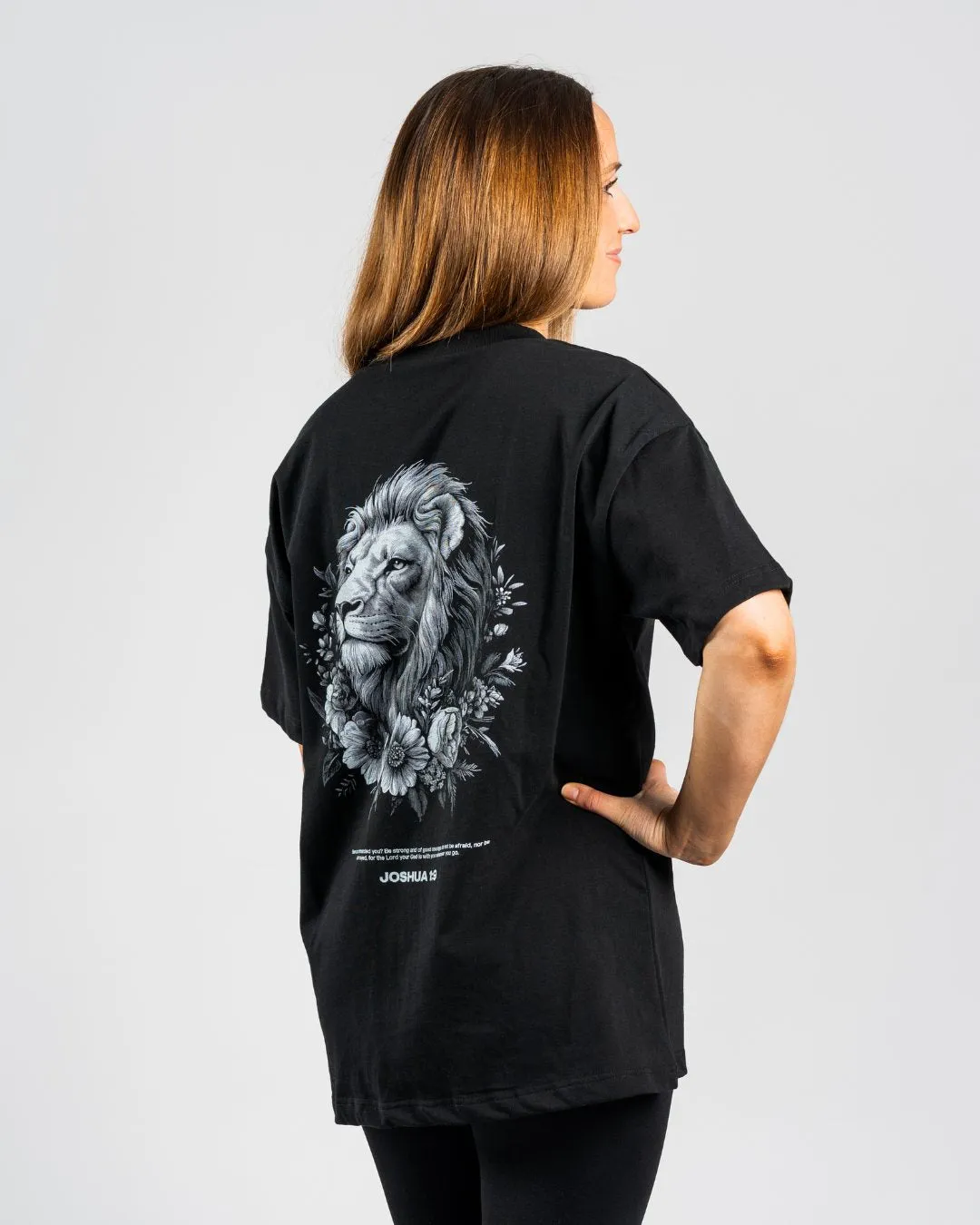 Colorfast Dye Joshua 1:9 'Courageous Roar' Women??s Oversized T-Shirt
