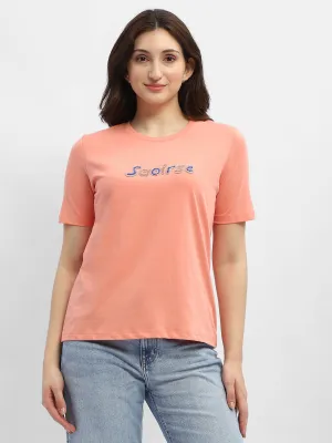Madame Typography Salmon Cotton T-Shirt Basic Wear Eco Friendly Production