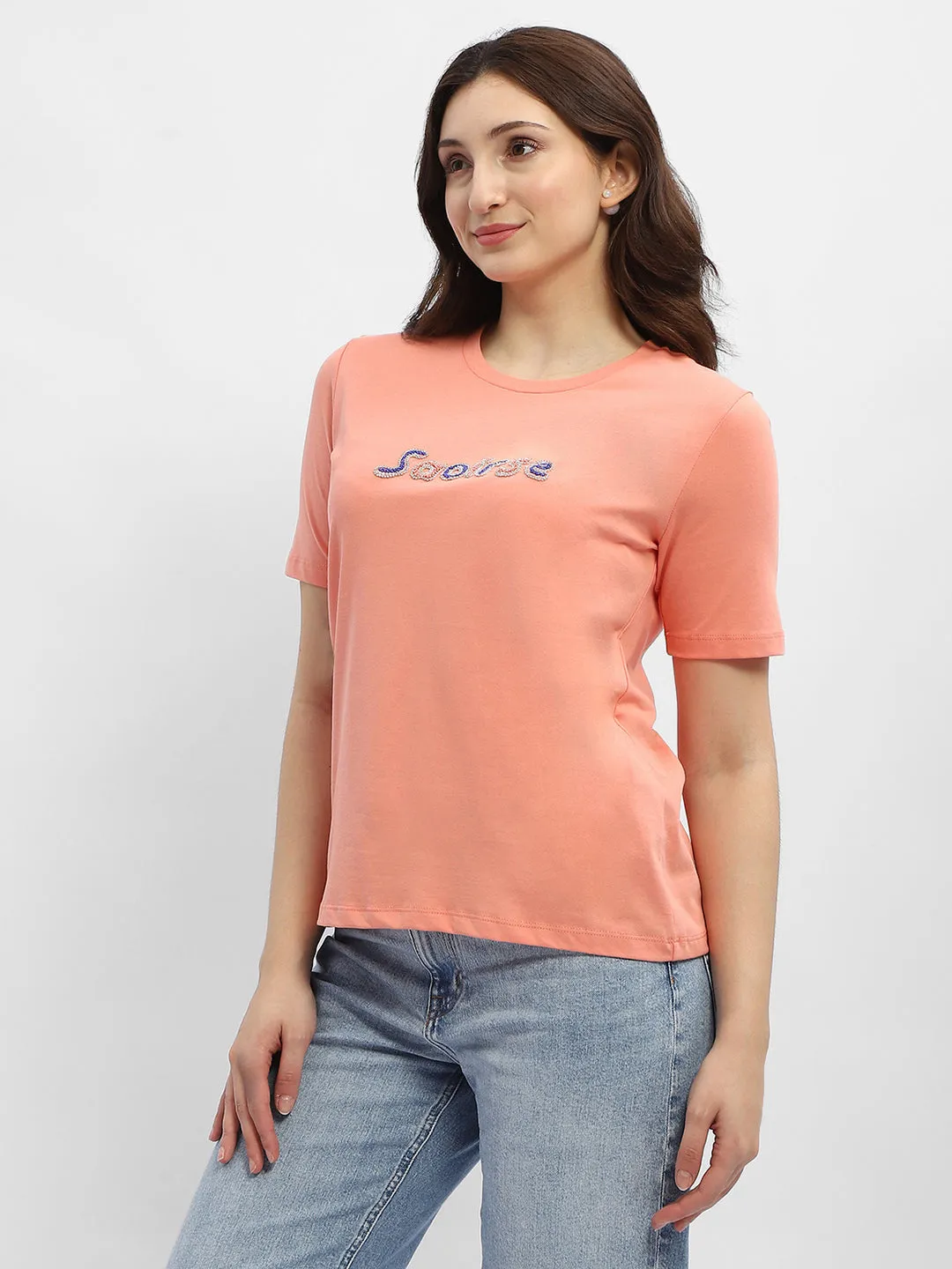 Breezy Design Madame Typography Salmon Cotton T-Shirt