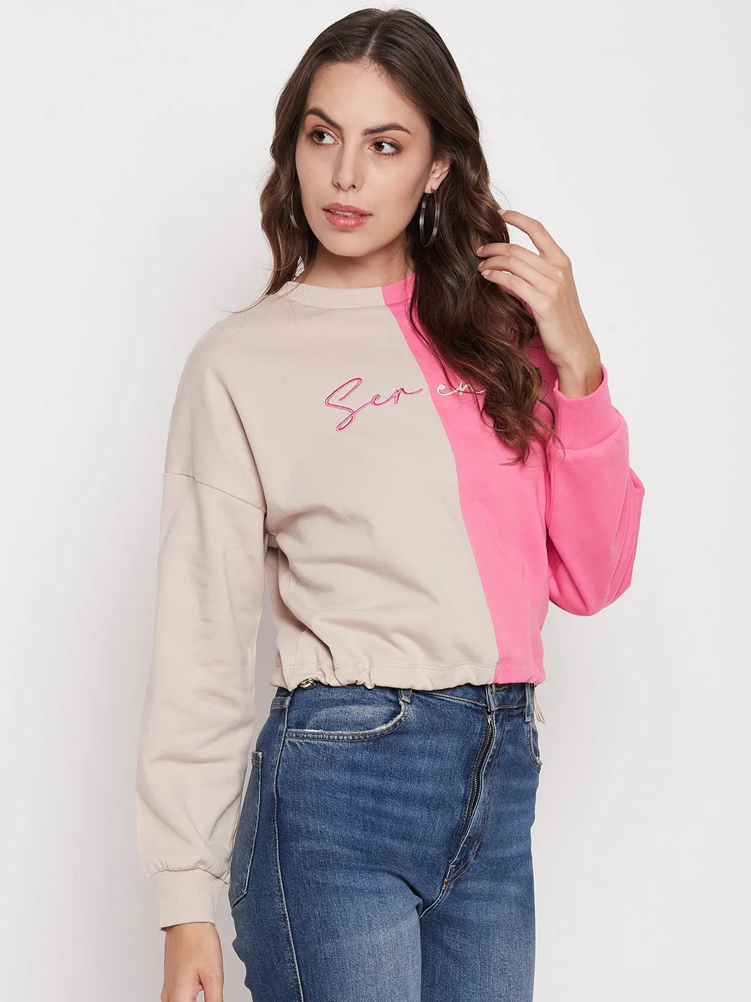 Comfy Comfort Madame Fuchsia Pink Color Block Sweatshirt