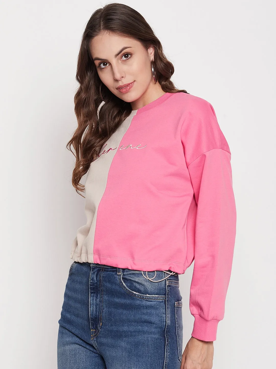 Madame Fuchsia Pink Color Block Sweatshirt product satin lining luxury