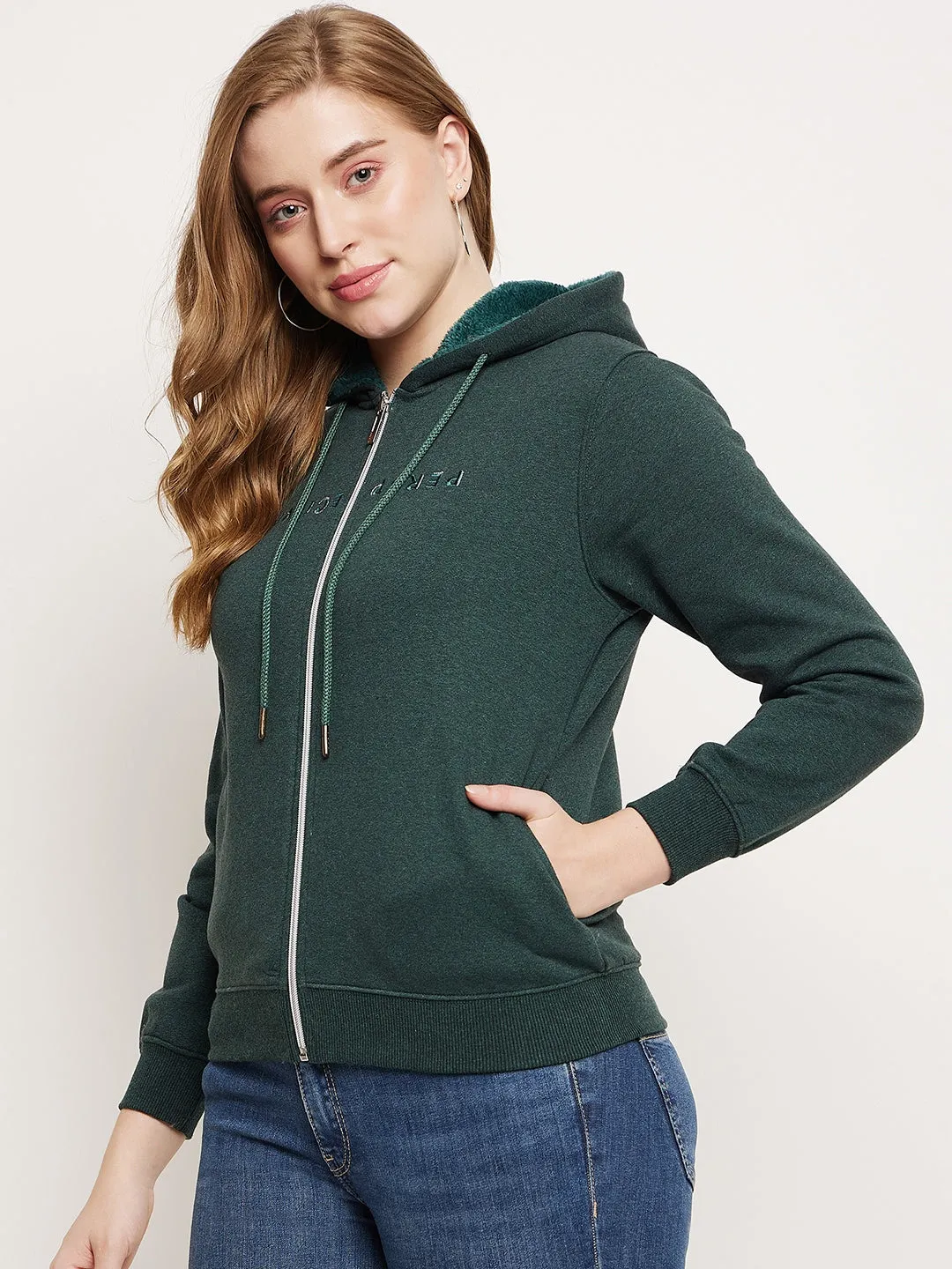 Madame Bottle Green Hood Neck Sweatshirt Street Cool product eco friendly conscience