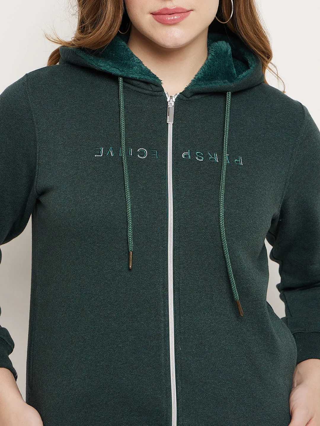 Timeless Bold Madame Bottle Green Hood Neck Sweatshirt