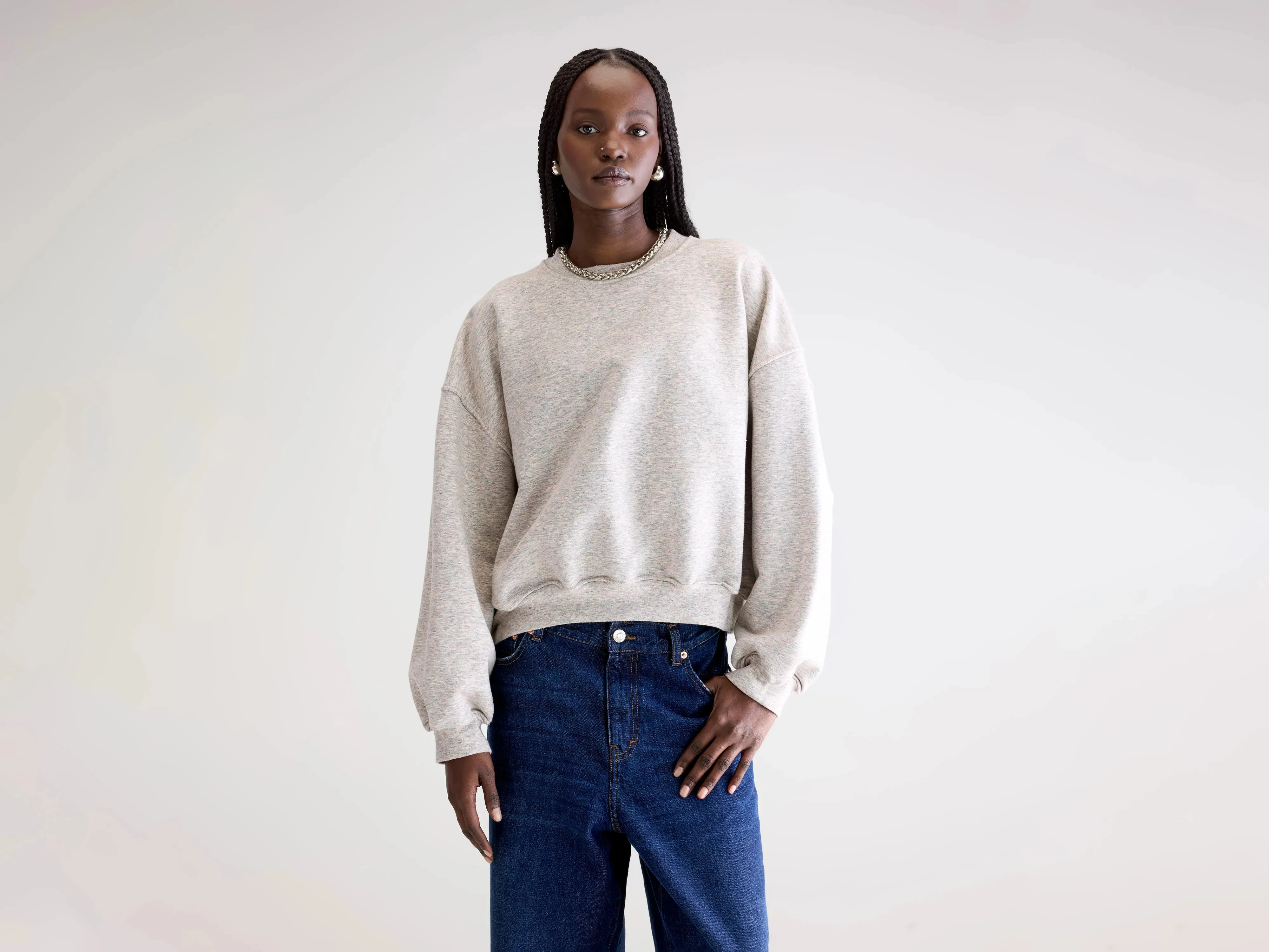 product semi formal grace Daily Comfort Fancy cropped crewneck sweatshirt (252 / W / COMBO A)
