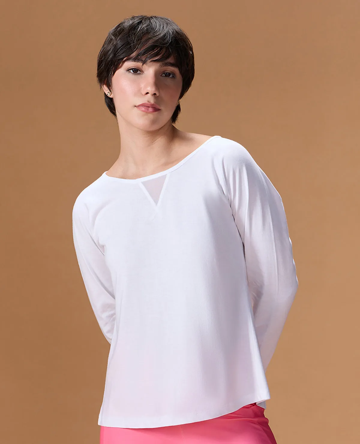 Seasonal Casual Daily Casual Cotton Yoga Full Sleeve Top White
