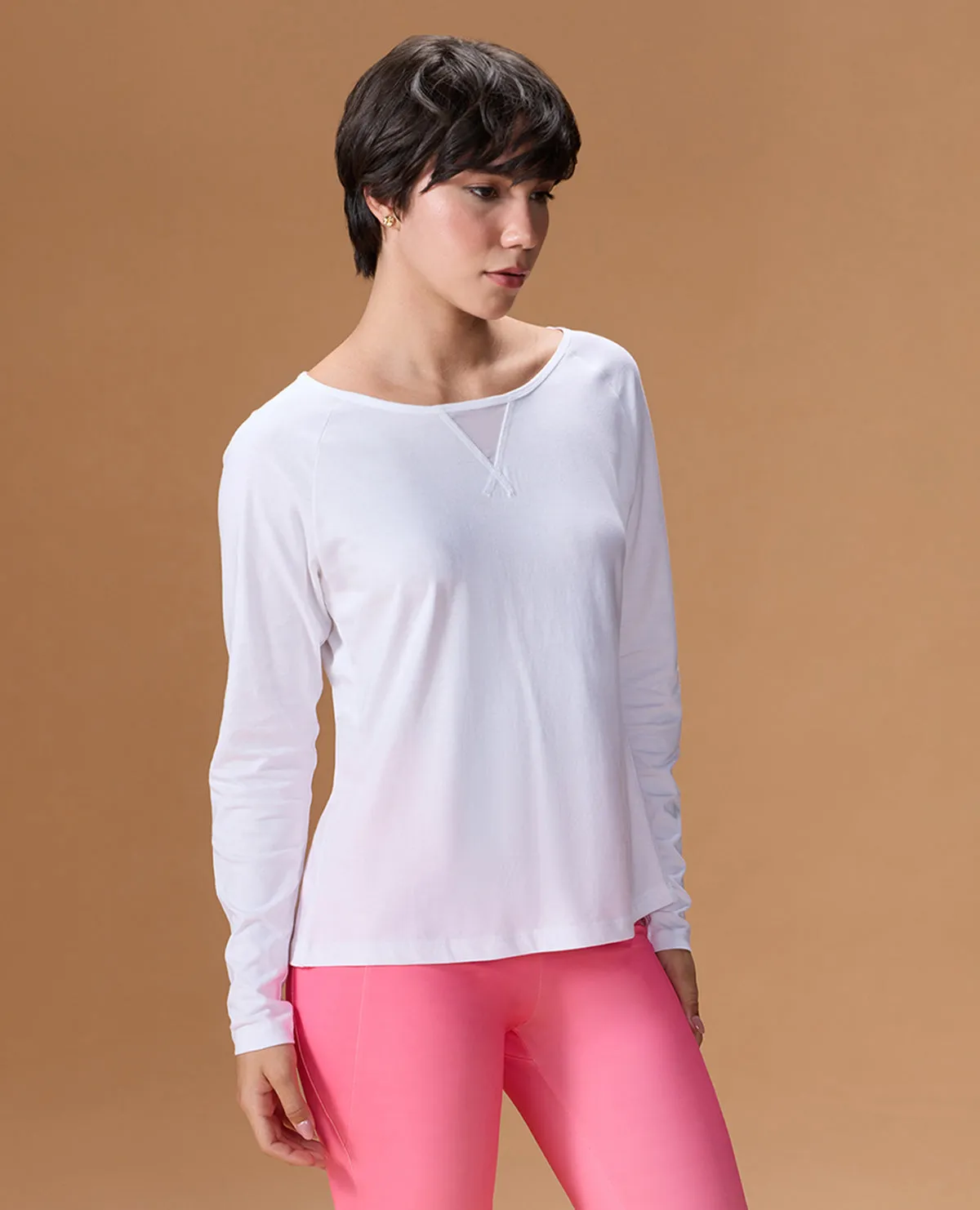 Work efficiency Cotton Yoga Full Sleeve Top White